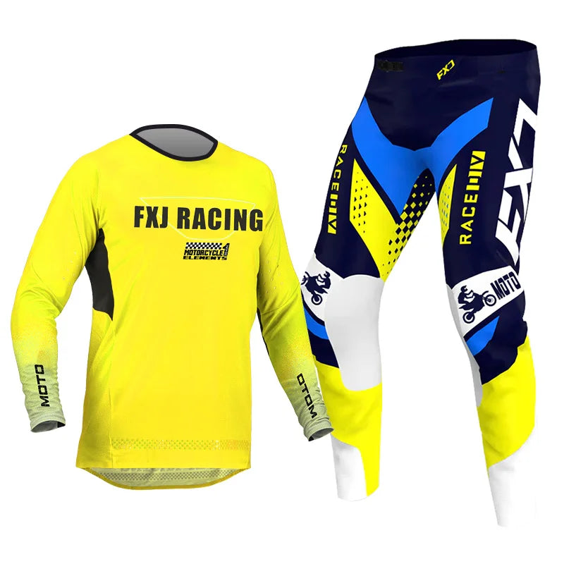 Off road motorcycle jersey and pants adult white pink yellow motocross suit man woman customize name number gear set Enduro