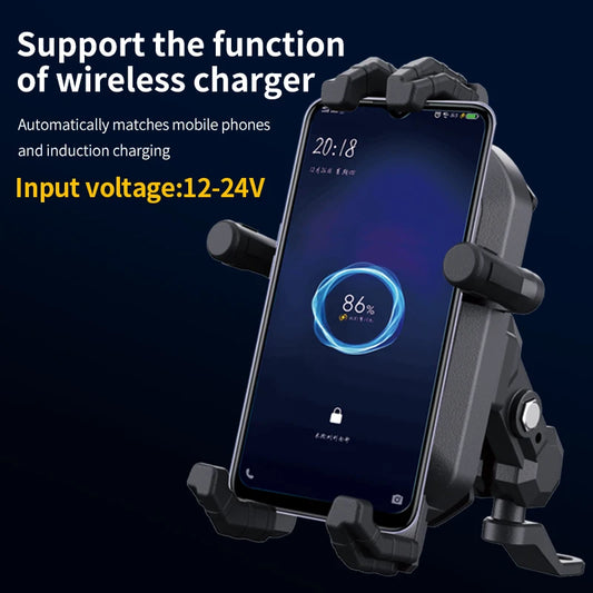 Soporte de Móvil para Moto con Carga Inalámbrica 15W – Antivibración e Impermeable