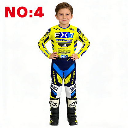 motocross child set Motorcycle jersey and pants kids clothing big girl Youth Red mx gear set Customized Number Name racing suit