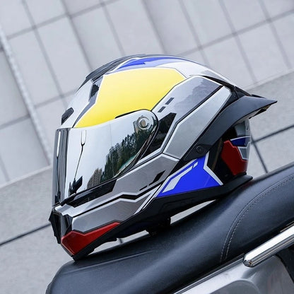 Motorbike Racing Helmet Full Face Motorcycle Helmet Safety Helmet For Men Women Summer Personality Locomotive Big Tail Helmet