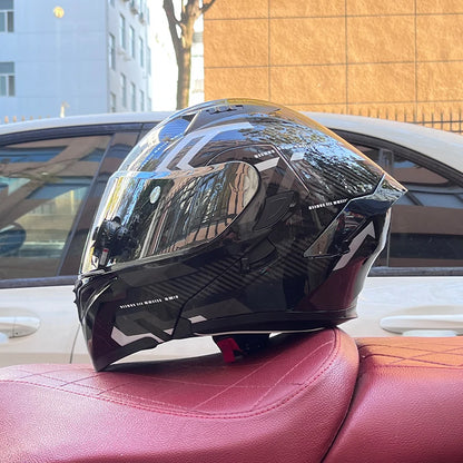 ORZ Full Face Motorcycle Helmet Mecha Geometric Pattern Racing Helmet DOT Certified Safety Helmet Facelift helmet