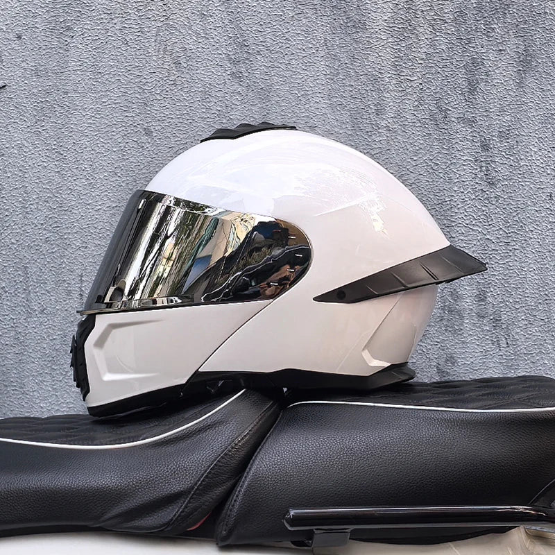 ORZ-B08A Full Face Motorcycle Helmet Glossy Mecha Pattern Racing Helmet Italian Style DOT Certified Safety Helmet with Tinted Vi