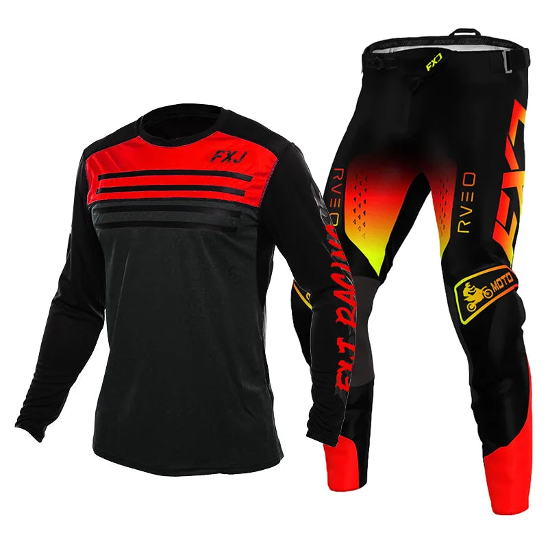 Off road motorcycle jersey and pants adult white pink yellow motocross suit man woman customize name number gear set Enduro