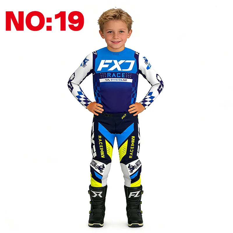 motocross child set Motorcycle jersey and pants kids clothing big girl Youth Red mx gear set Customized Number Name racing suit