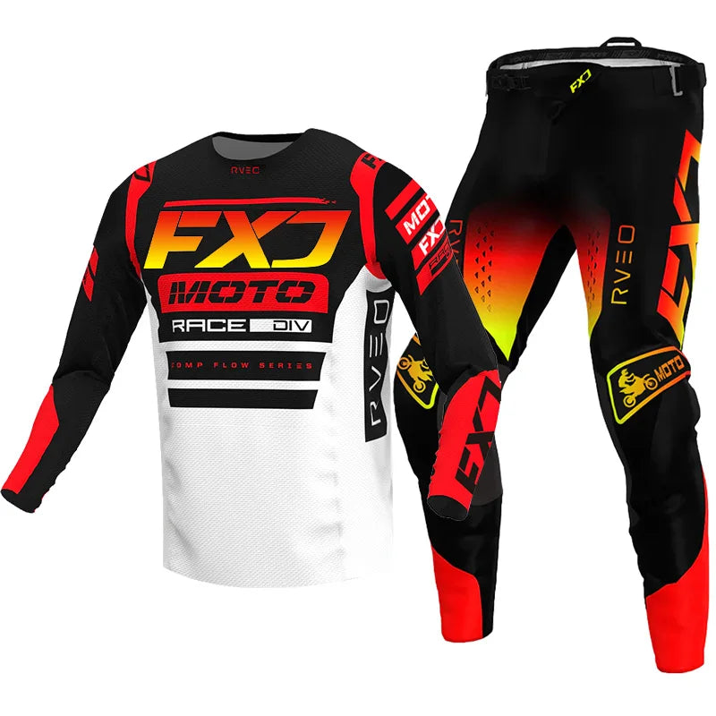 Off road motorcycle jersey and pants adult white pink yellow motocross suit man woman customize name number gear set Enduro