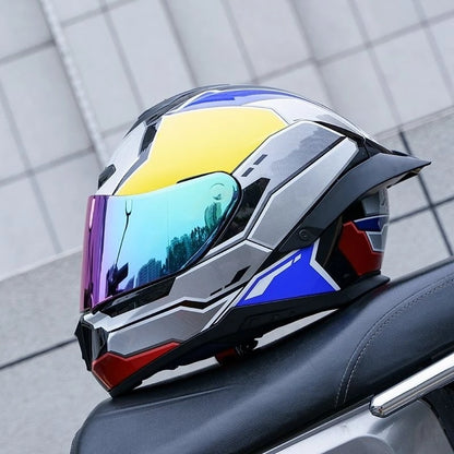 Motorbike Racing Helmet Full Face Motorcycle Helmet Safety Helmet For Men Women Summer Personality Locomotive Big Tail Helmet