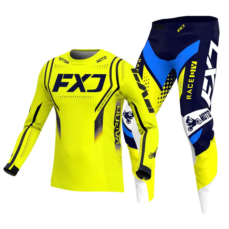 Off road motorcycle jersey and pants adult white pink yellow motocross suit man woman customize name number gear set Enduro