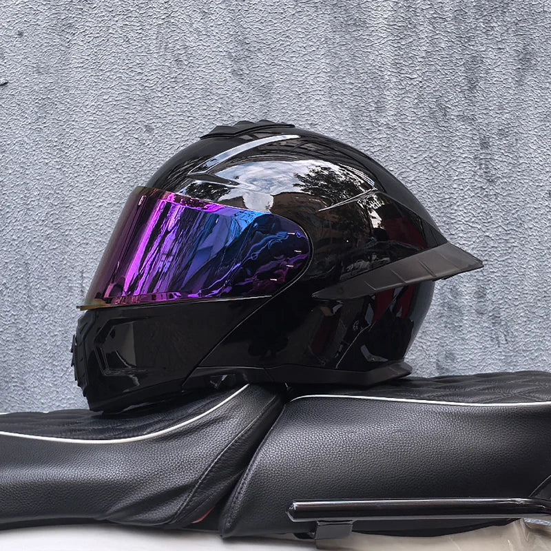 ORZ-B08A Full Face Motorcycle Helmet Glossy Mecha Pattern Racing Helmet Italian Style DOT Certified Safety Helmet with Tinted Vi