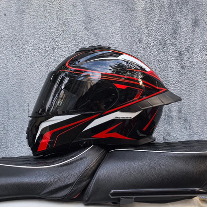 ORZ-B08A Full Face Motorcycle Helmet Glossy Mecha Pattern Racing Helmet Italian Style DOT Certified Safety Helmet with Tinted Vi