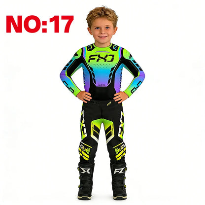 motocross child set Motorcycle jersey and pants kids clothing big girl Youth Red mx gear set Customized Number Name racing suit