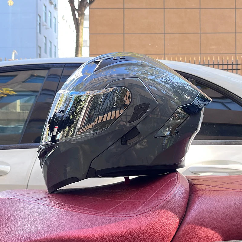 ORZ Full Face Motorcycle Helmet Mecha Geometric Pattern Racing Helmet DOT Certified Safety Helmet Facelift helmet