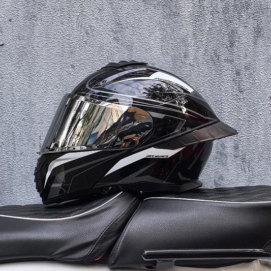 ORZ-B08A Full Face Motorcycle Helmet Glossy Mecha Pattern Racing Helmet Italian Style DOT Certified Safety Helmet with Tinted Vi