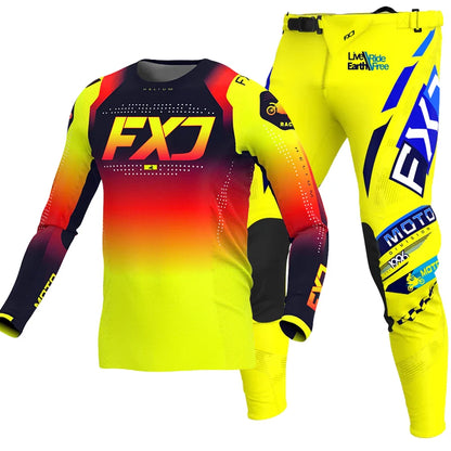 Off road motorcycle jersey and pants adult white pink yellow motocross suit man woman customize name number gear set Enduro