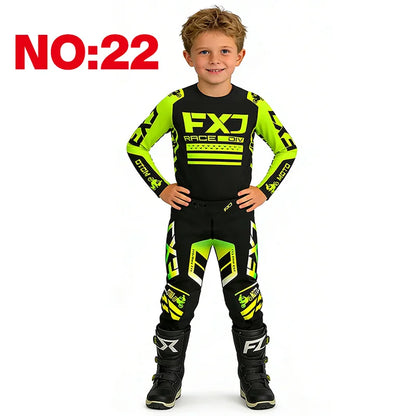 motocross child set Motorcycle jersey and pants kids clothing big girl Youth Red mx gear set Customized Number Name racing suit