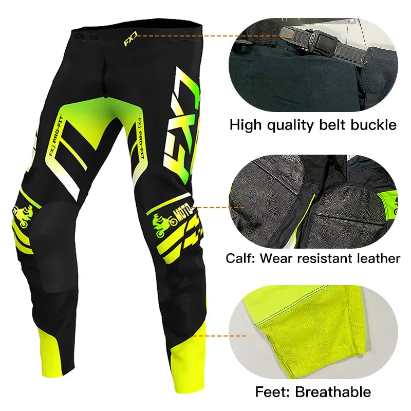 Off road motorcycle jersey and pants adult white pink yellow motocross suit man woman customize name number gear set Enduro