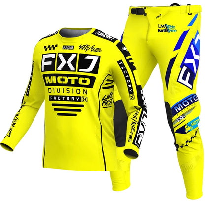 Off road motorcycle jersey and pants adult white pink yellow motocross suit man woman customize name number gear set Enduro