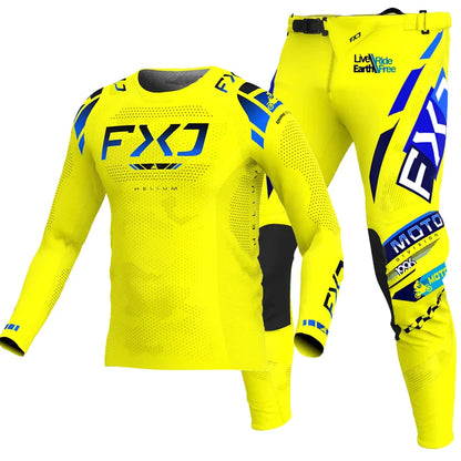 Off road motorcycle jersey and pants adult white pink yellow motocross suit man woman customize name number gear set Enduro