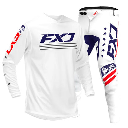 Off road motorcycle jersey and pants adult white pink yellow motocross suit man woman customize name number gear set Enduro