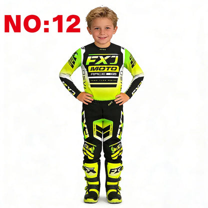 motocross child set Motorcycle jersey and pants kids clothing big girl Youth Red mx gear set Customized Number Name racing suit