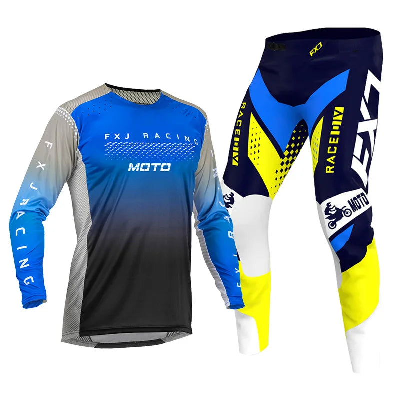 Off road motorcycle jersey and pants adult white pink yellow motocross suit man woman customize name number gear set Enduro