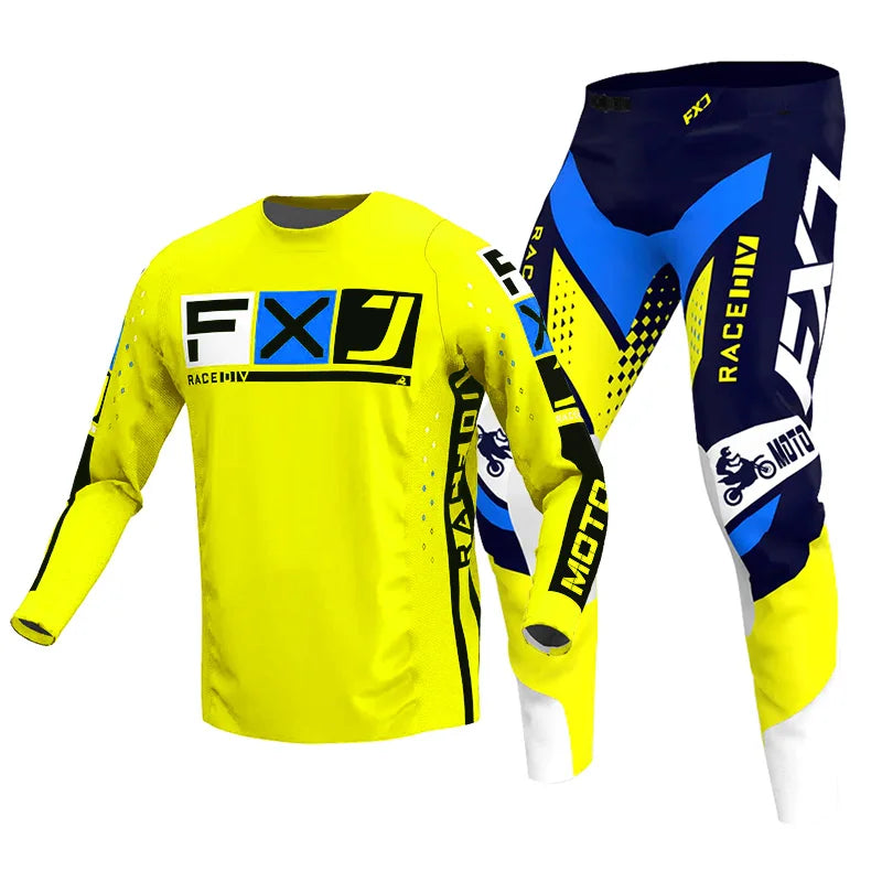 Off road motorcycle jersey and pants adult white pink yellow motocross suit man woman customize name number gear set Enduro