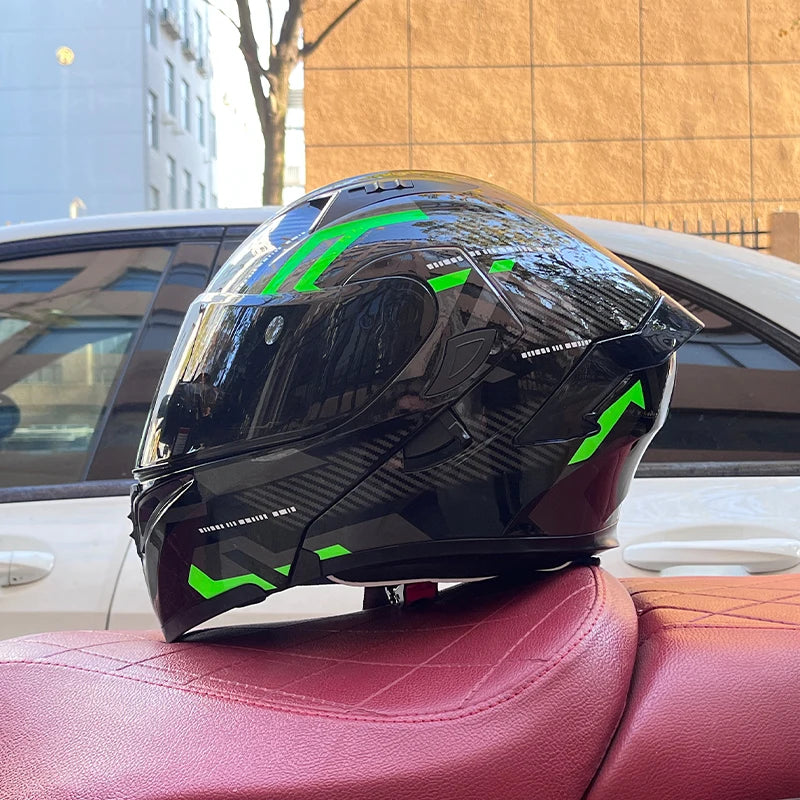 ORZ Full Face Motorcycle Helmet Mecha Geometric Pattern Racing Helmet DOT Certified Safety Helmet Facelift helmet