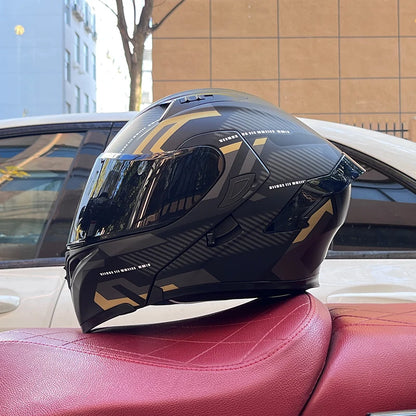 ORZ Full Face Motorcycle Helmet Mecha Geometric Pattern Racing Helmet DOT Certified Safety Helmet Facelift helmet