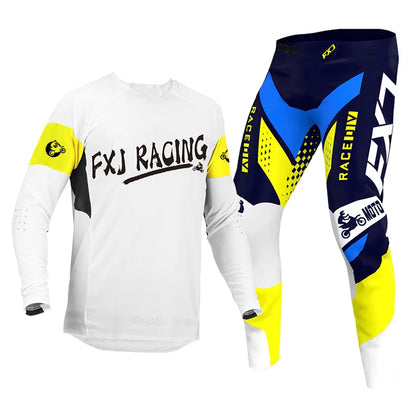 Off road motorcycle jersey and pants adult white pink yellow motocross suit man woman customize name number gear set Enduro