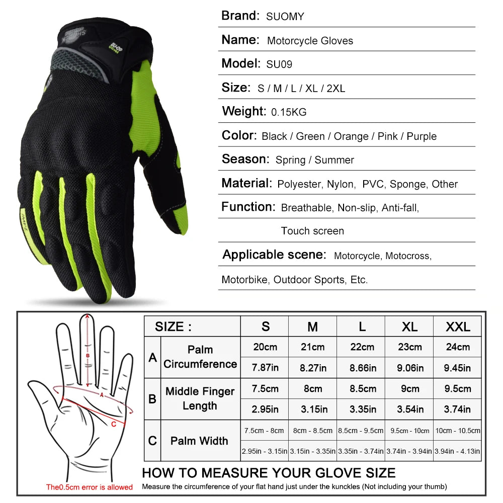 Guantes de Moto  Táctil para Verano (Unisex)