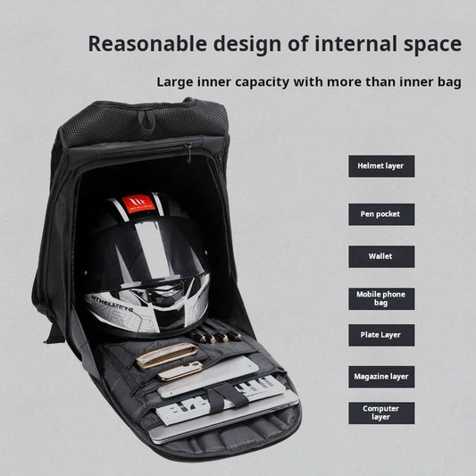 Mochila Premium para Moto de Fibra de Carbono – Funda Rígida Impermeable para Casco y Equipaje