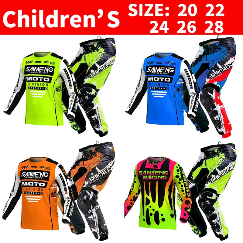 Motocross Jersey and Pants children's clothing big boy girl kid Motorcycle racing suit gear set racing suit Youth motorcycle mx