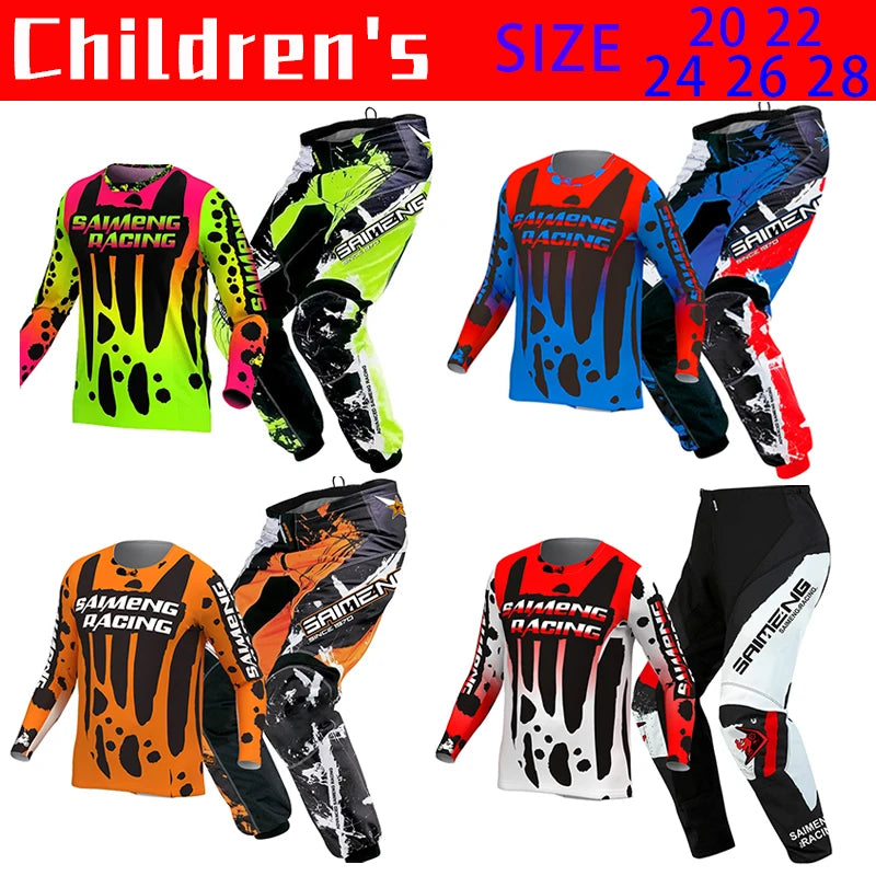 Motocross Jersey and Pants children's clothing big boy girl kid Motorcycle racing suit gear set racing suit Youth motorcycle mx