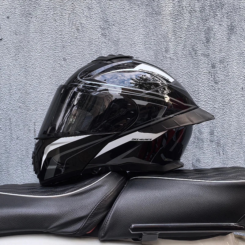 ORZ-B08A Full Face Motorcycle Helmet Glossy Mecha Pattern Racing Helmet Italian Style DOT Certified Safety Helmet with Tinted Vi