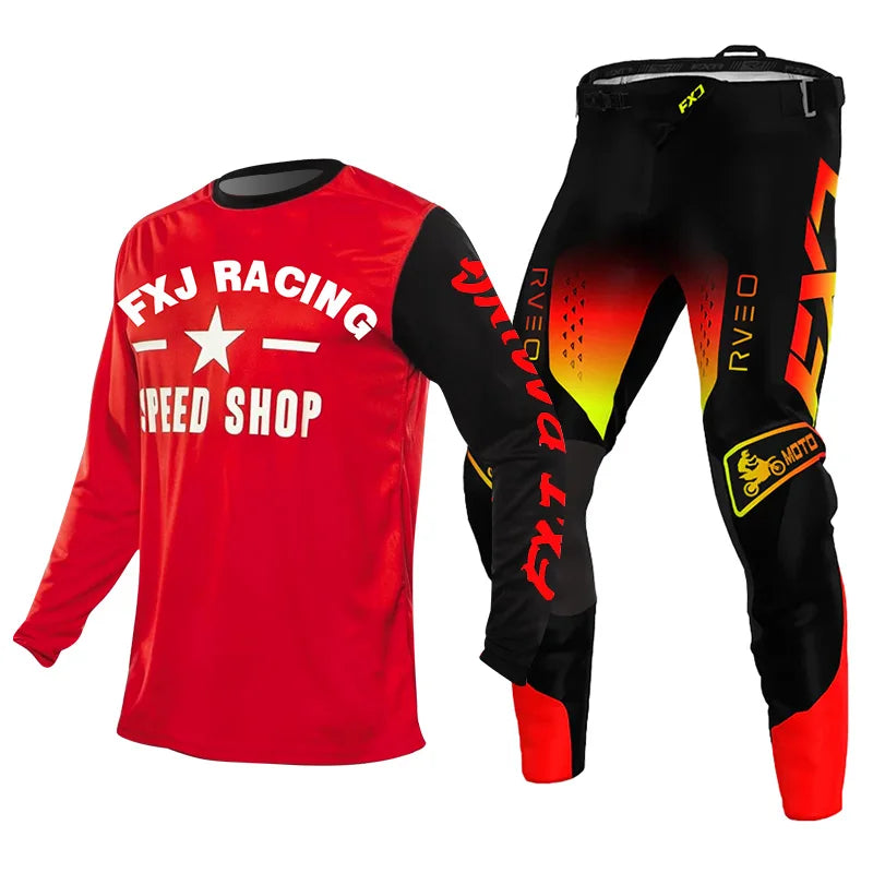 Off road motorcycle jersey and pants adult white pink yellow motocross suit man woman customize name number gear set Enduro