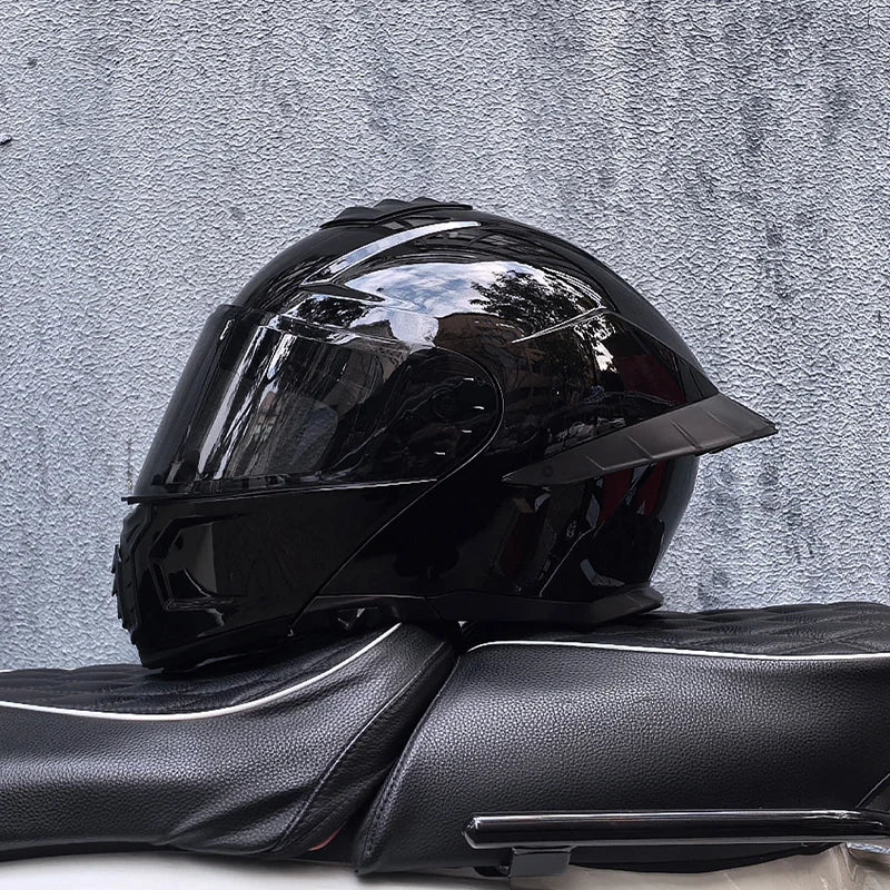 ORZ-B08A Full Face Motorcycle Helmet Glossy Mecha Pattern Racing Helmet Italian Style DOT Certified Safety Helmet with Tinted Vi