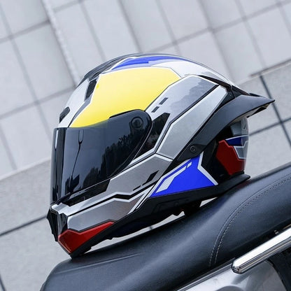 Motorbike Racing Helmet Full Face Motorcycle Helmet Safety Helmet For Men Women Summer Personality Locomotive Big Tail Helmet