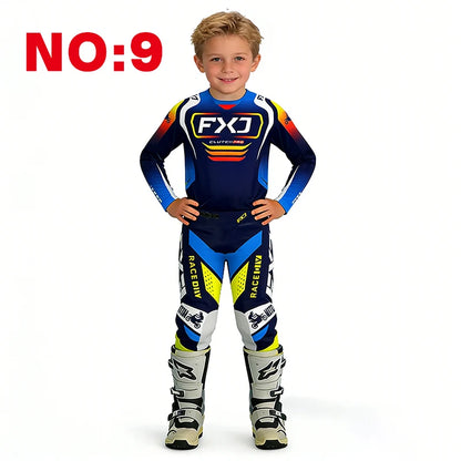 motocross child set Motorcycle jersey and pants kids clothing big girl Youth Red mx gear set Customized Number Name racing suit