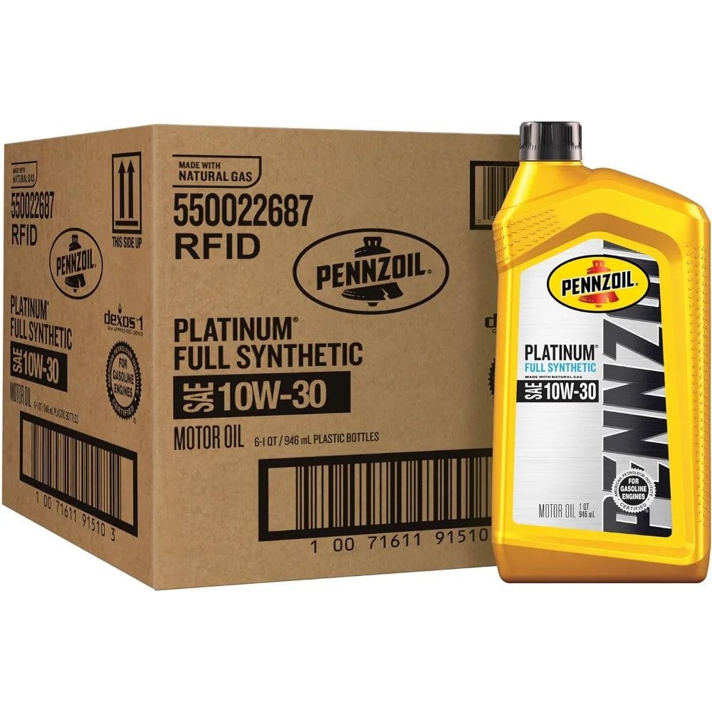 Pennzoil Platinum Full Synthetic 10W-30 Motor Oil For High Performance Engine Protection And Durability