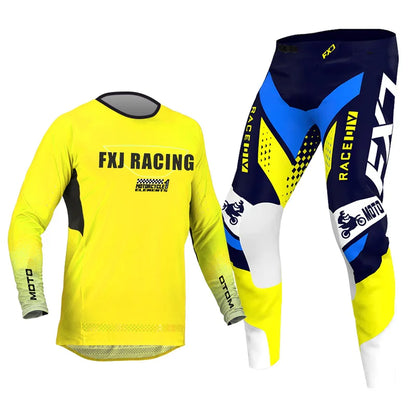 Off road motorcycle jersey and pants adult white pink yellow motocross suit man woman customize name number gear set Enduro