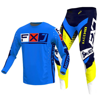 Off road motorcycle jersey and pants adult white pink yellow motocross suit man woman customize name number gear set Enduro