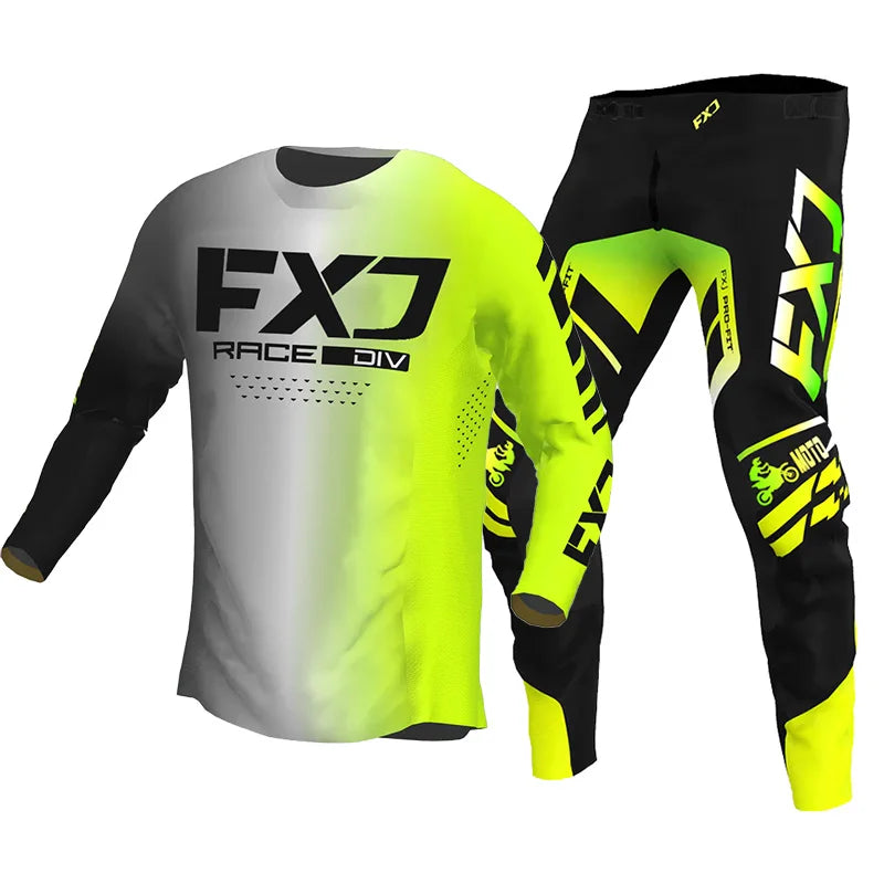 Off road motorcycle jersey and pants adult white pink yellow motocross suit man woman customize name number gear set Enduro